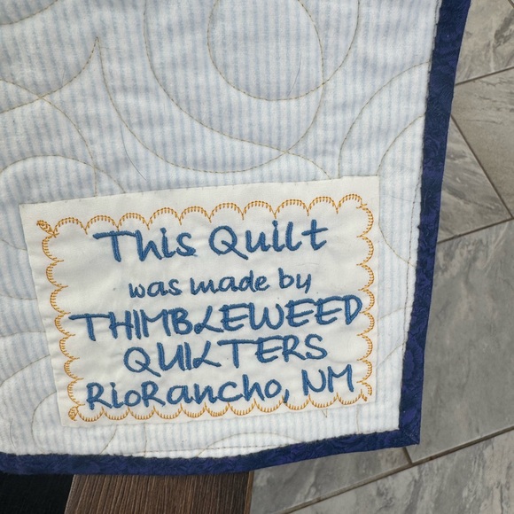 Blue and Yellow Patchwork Quilt - Picture 4 of 4